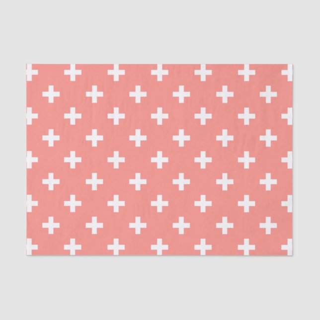 White polka crosses on peach tissue paper (Front)