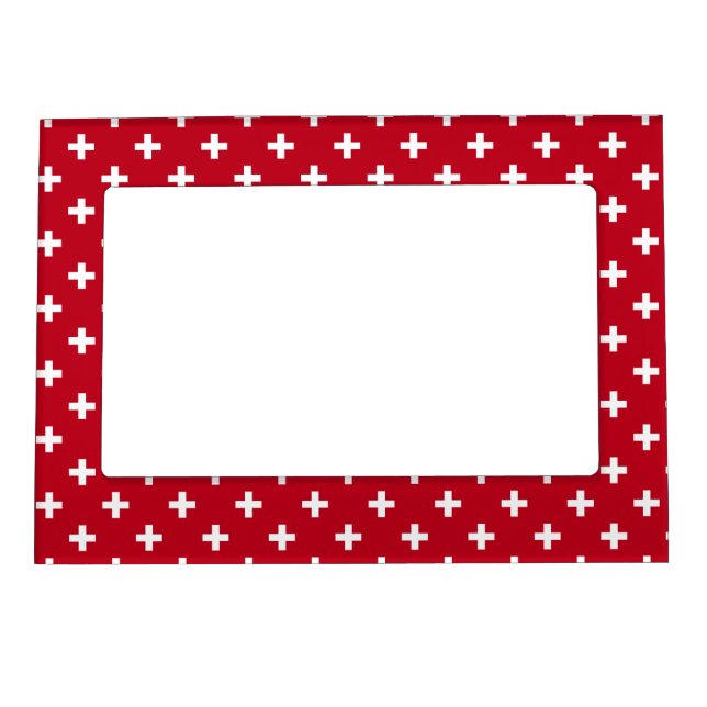 White polka crosses on red magnetic frame (Front)