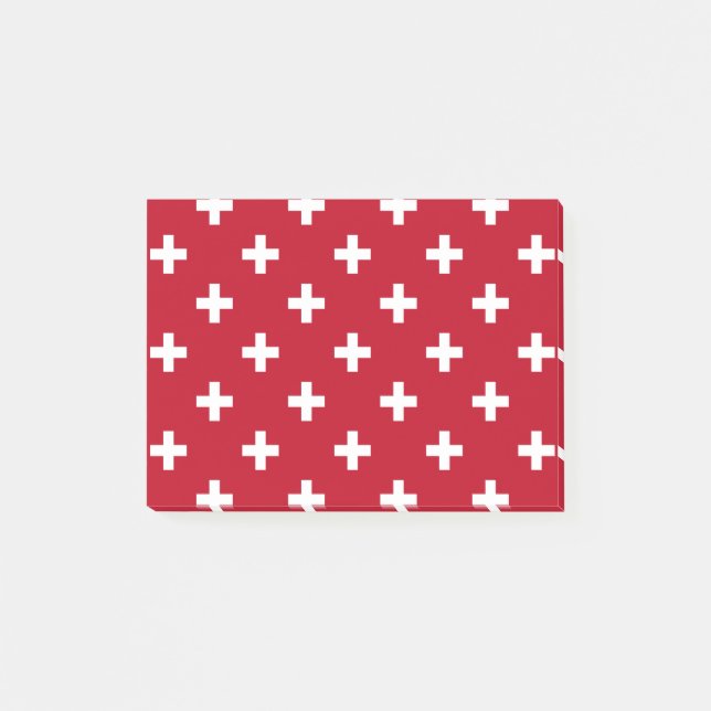 White polka crosses on red post-it notes (Front)