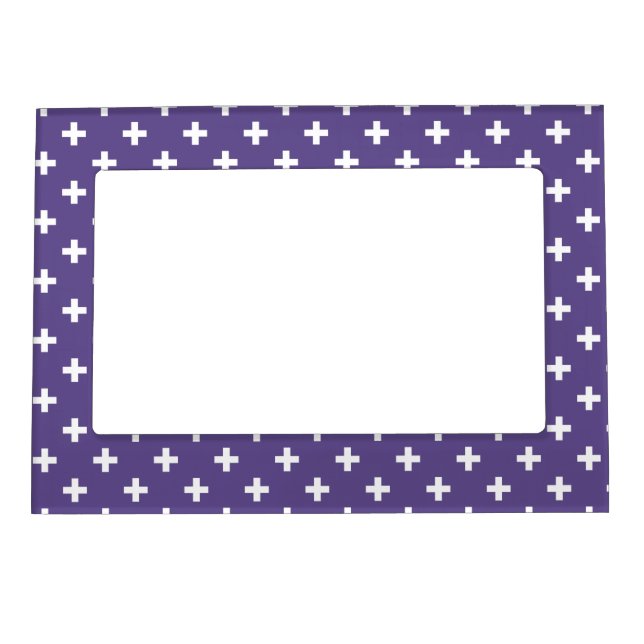 White polka crosses on ultra violet magnetic frame (Front)