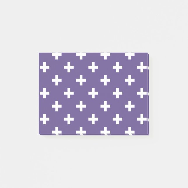 White polka crosses on ultra violet post-it notes (Front)