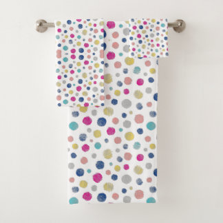 white Polka Dot Bath Towel Set