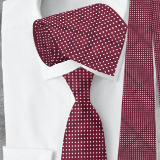 White Polka Dot Burgundy Red NeckTie