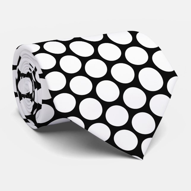 White Polka Dot Design Neck Tie (Rolled)