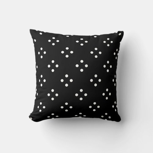White Polka Dot Geometric Pattern Black Gift Favor Throw Pillow