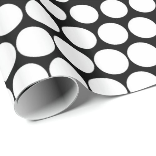 White Polka Dot Modern Black Wrapping Paper