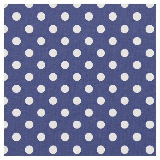 White Polka Dot Navy Blue Pattern Fabric