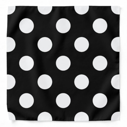 White Polka Dot on Black Pattern Bandana