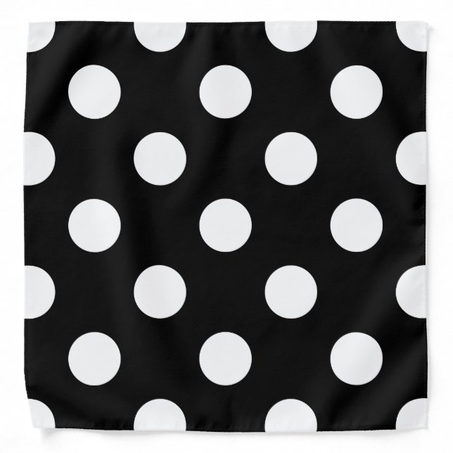 White Polka Dot on Black Pattern Bandana (Front)