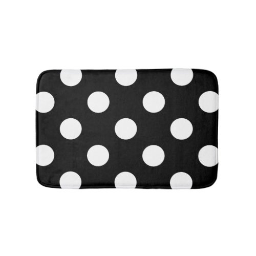 White Polka Dot on Black Pattern Bath Mat