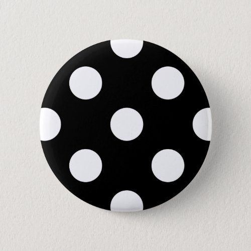 White Polka Dot on Black Pattern Button