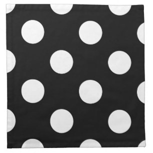 White Polka Dot on Black Pattern Cloth Napkin