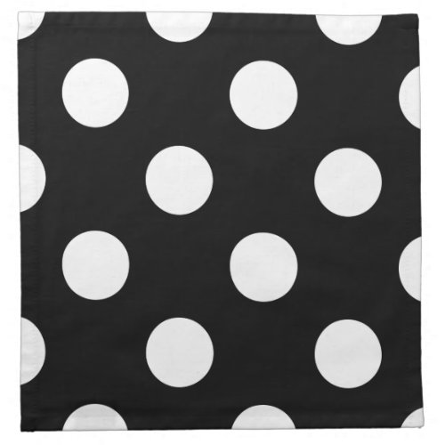 White Polka Dot on Black Pattern Cloth Napkin
