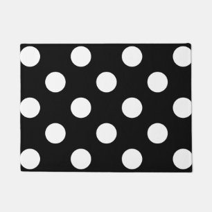 White Polka Dot on Black Pattern Doormat