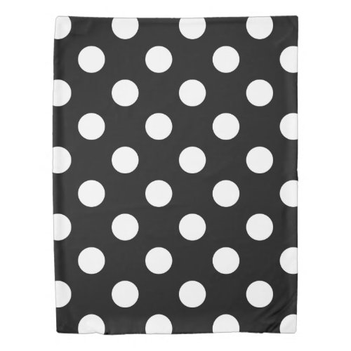 White Polka Dot on Black Pattern Duvet Cover