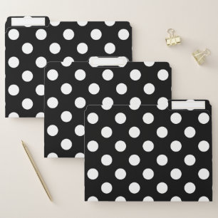 White Polka Dot on Black Pattern File Folder