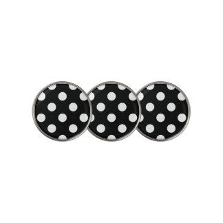 White Polka Dot on Black Pattern Golf Ball Marker