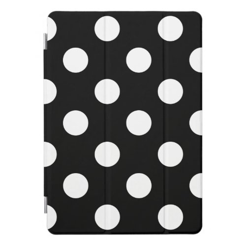 White Polka Dot on Black Pattern iPad Pro Cover