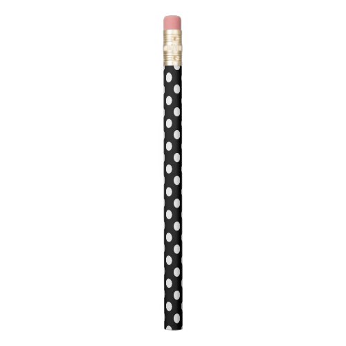 White Polka Dot on Black Pattern Pencil