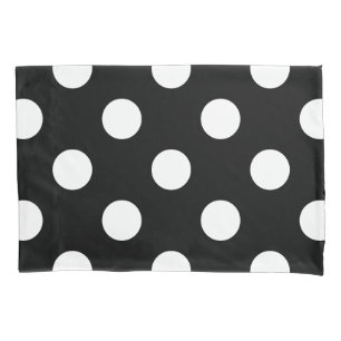White Polka Dot on Black Pattern Pillow Case
