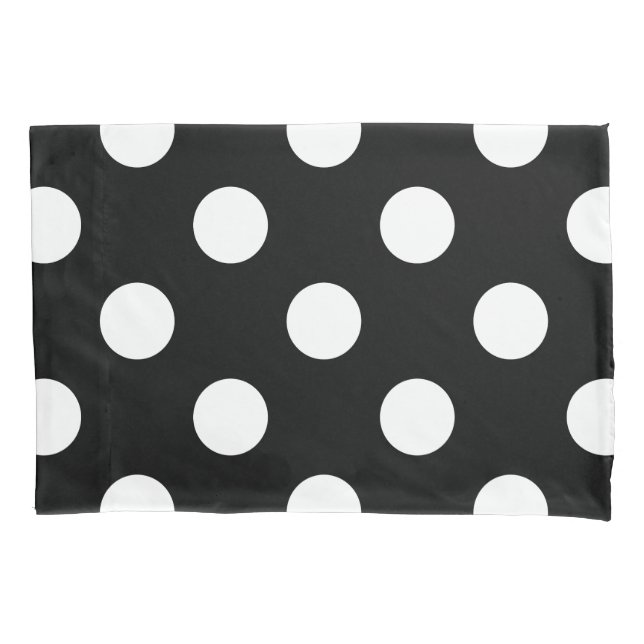 White Polka Dot on Black Pattern Pillow Case (Front)