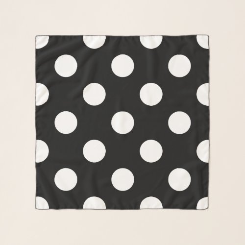 White Polka Dot on Black Pattern Scarf