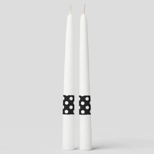 White Polka Dot on Black Pattern Taper Candle