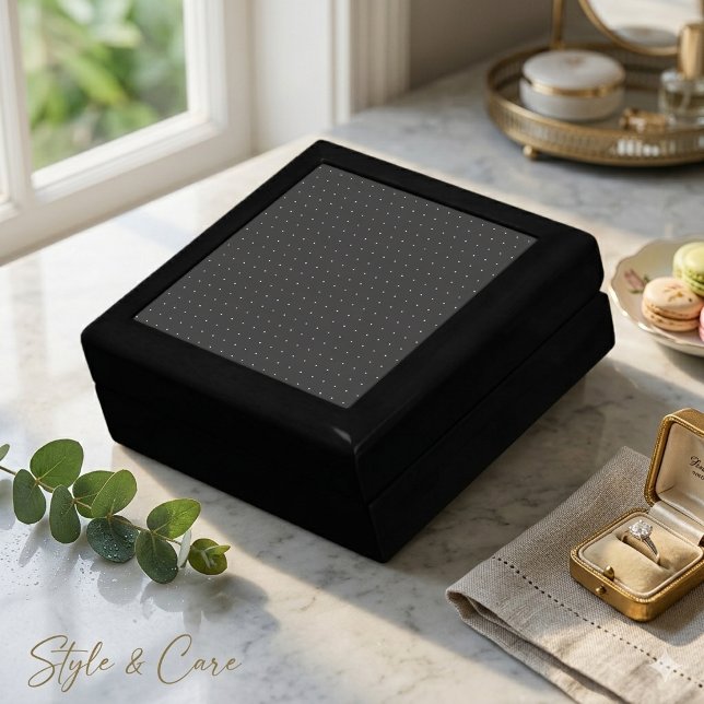 White Polka Dot on Charcoal Gray Gift Box (White Polka Dot on Charcoal Gray Gift Box)