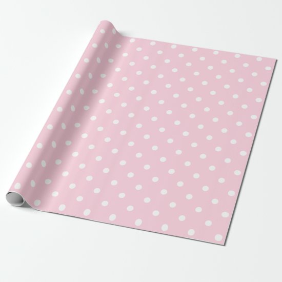 White Polka Dot on Light Pink Large Space Wrapping Paper