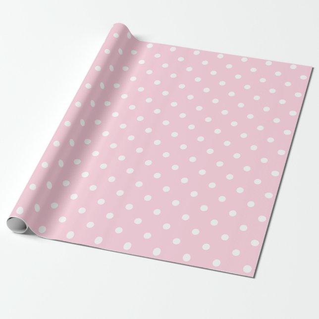 White Polka Dot on Light Pink Large Space Wrapping Paper (Unrolled)