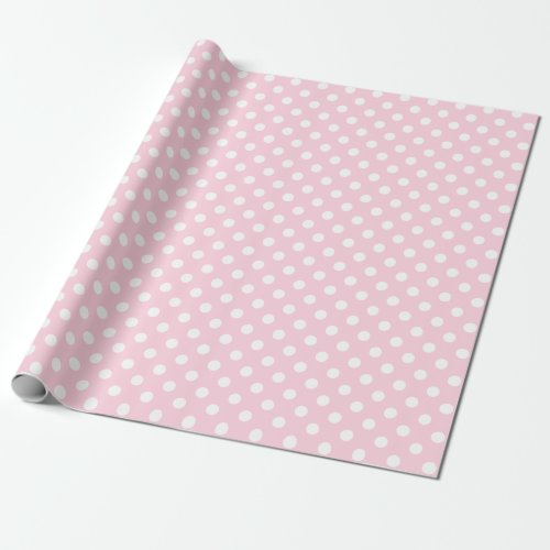 White Polka Dot on Light Pink Medium Space Wrapping Paper