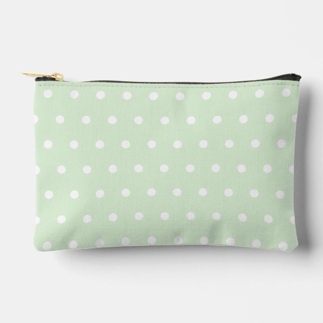 White Polka Dot on Milky Jade Green Accessory Pouch (Front)