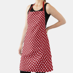 White Polka Dot On Red Apron