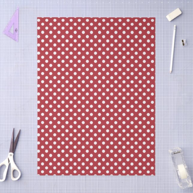 White Polka Dot On Red Tissue Paper (Craft)