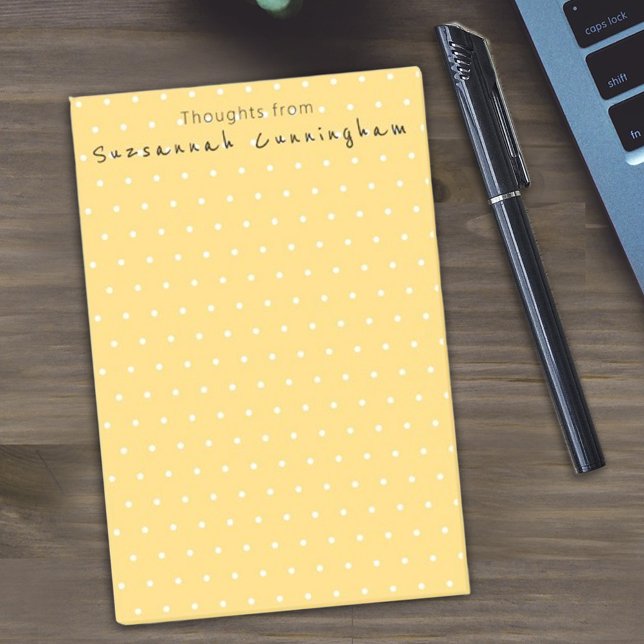 White Polka Dot Pattern On Yellow Custom Text  Post-it Notes (Creator Uploaded)