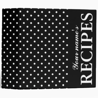 White polka dot pattern recipe binder cook book