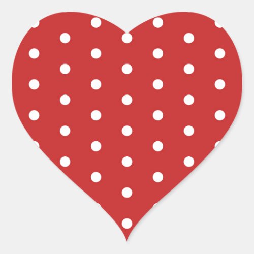 white_polka_dot_red_background pattern retro style heart sticker