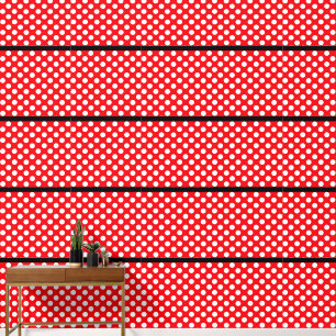 White Polka Dot Red Black Peel and Stick Wallpaper Wallpaper