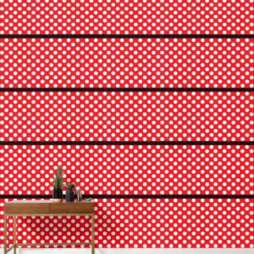 White Polka Dot Red Black Peel and Stick Wallpaper Wallpaper