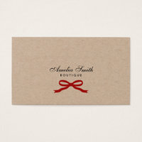 White Polka Dot Red Ribbon Social Media Kraft Business Card