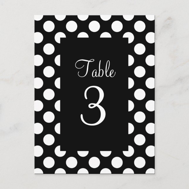 White Polka Dot Table Number (Front)