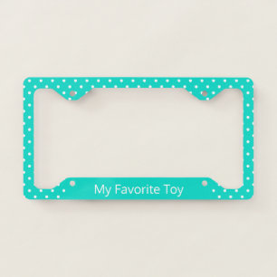 White Polka Dot With Turquoise License Plate Frame