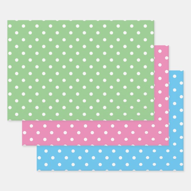 White Polka Dot Wrapping Paper Sets