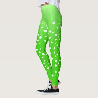 White polka dots at strings, lemon green color leggings