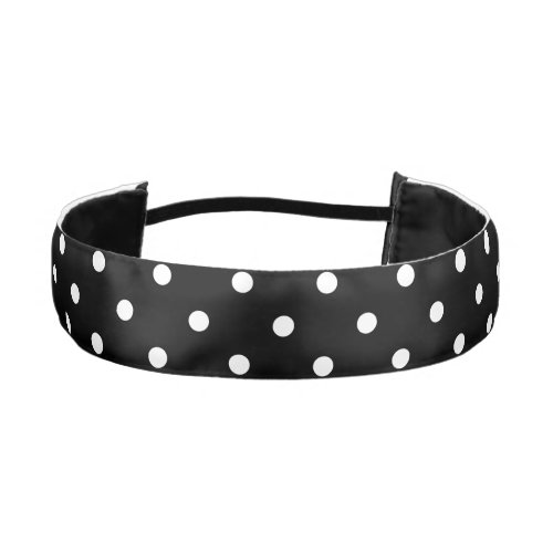 White Polka dots black background Athletic Headband