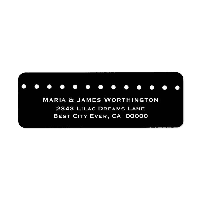 WHITE Polka Dots BLACK Background Wedding V037 Label (Front)