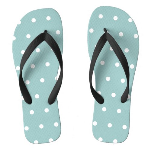 White Polka Dots Eggshell Blue Geometric Patterns Flip Flops