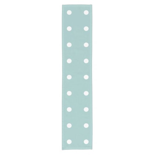 White Polka Dots Eggshell Blue Geometric Patterns Short Table Runner