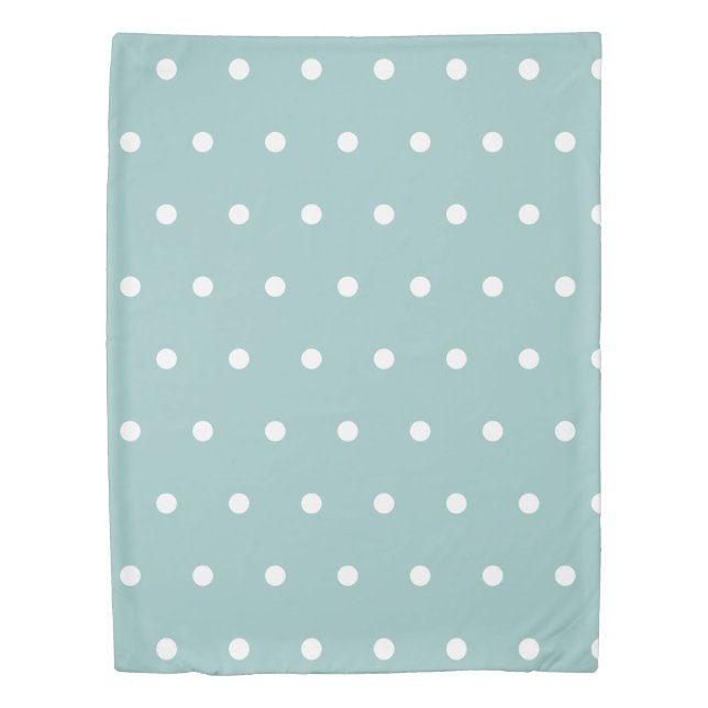 White Polka Dots Eggshell Blue Kids Room Decor Duvet Cover (Front)