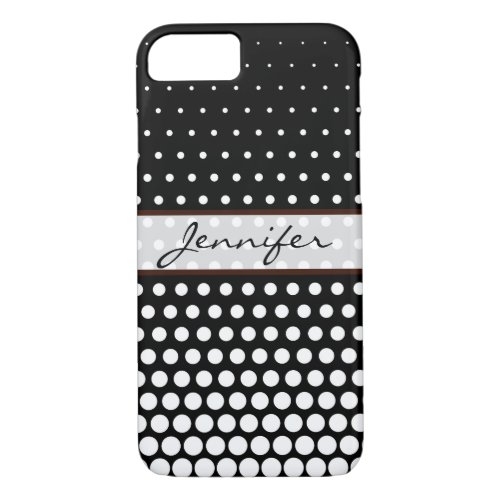 White Polka Dots Elegant Modern Black iPhone 87 Case